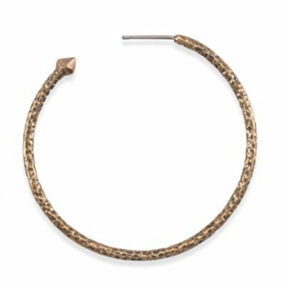 Kendra Scott Hammered Hoop Earrings Vintage Gold NWT - Picture 5 of 6